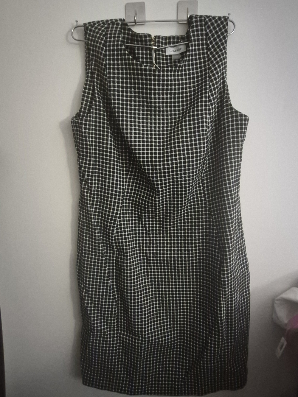 Calvin Klein Black & White Checked Sheath Dress
